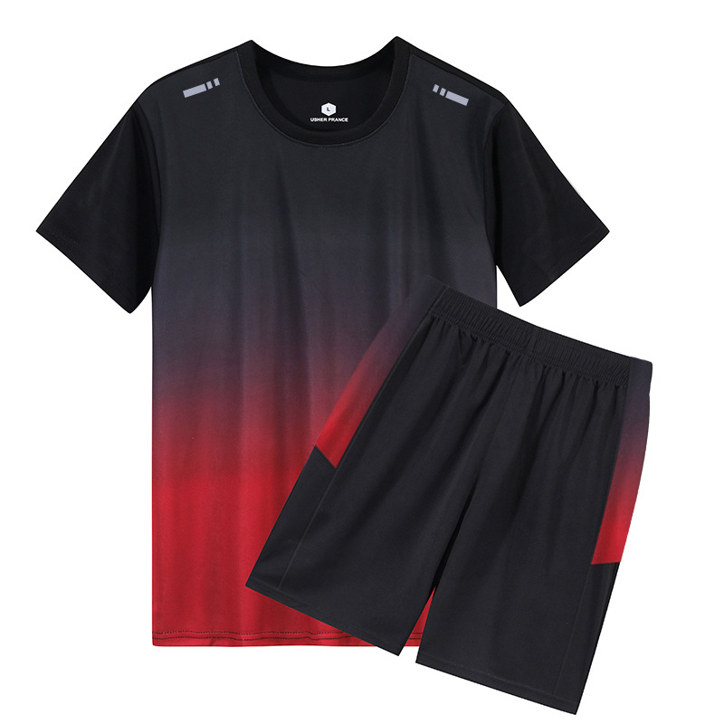Verano hombre rápido seco deportivo conjunto de moda hombre manga corta camiseta suelta pantalones cortos de gimnasio ropa de entrenamiento para correr