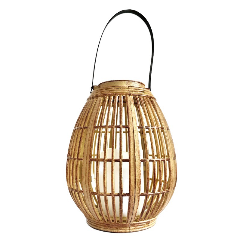[Emisión de una pieza] Linterna de ratán solar, fábrica de origen, patio, decoración de jardín, tejido de bambú, estilo caliente de Amazon
