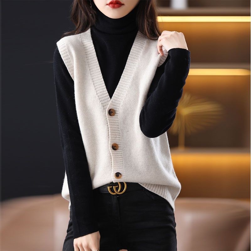 Suéter de punto chaleco cardigan Top principios de primavera otoño 2024 nuevas mujeres populares Chaleco de desgaste exterior chaleco