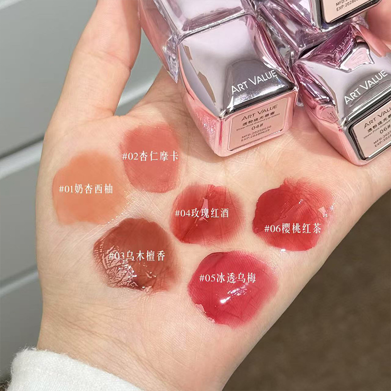 Valor de arte polvo transparente esmalte labial esmalte labial esmaltado de agua espejo pseudo color natural color desnudo blanqueamiento lipstick maquillaje image 5