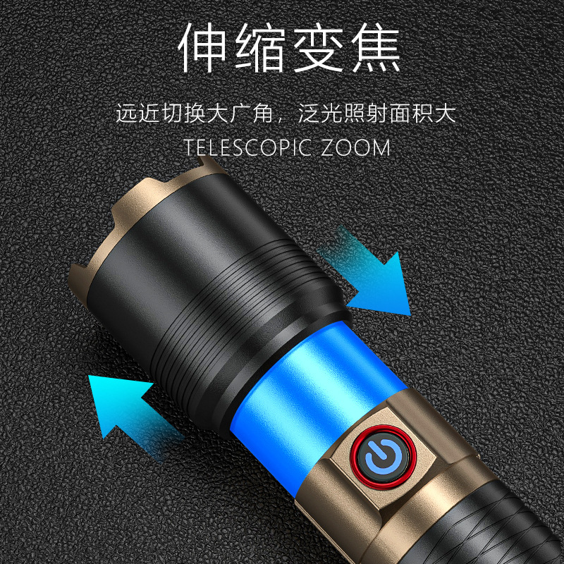 Transfronterizo nueva linterna brillante carga de luz alta láser al aire libre larga duración láser blanco portátil multifunción telecamera