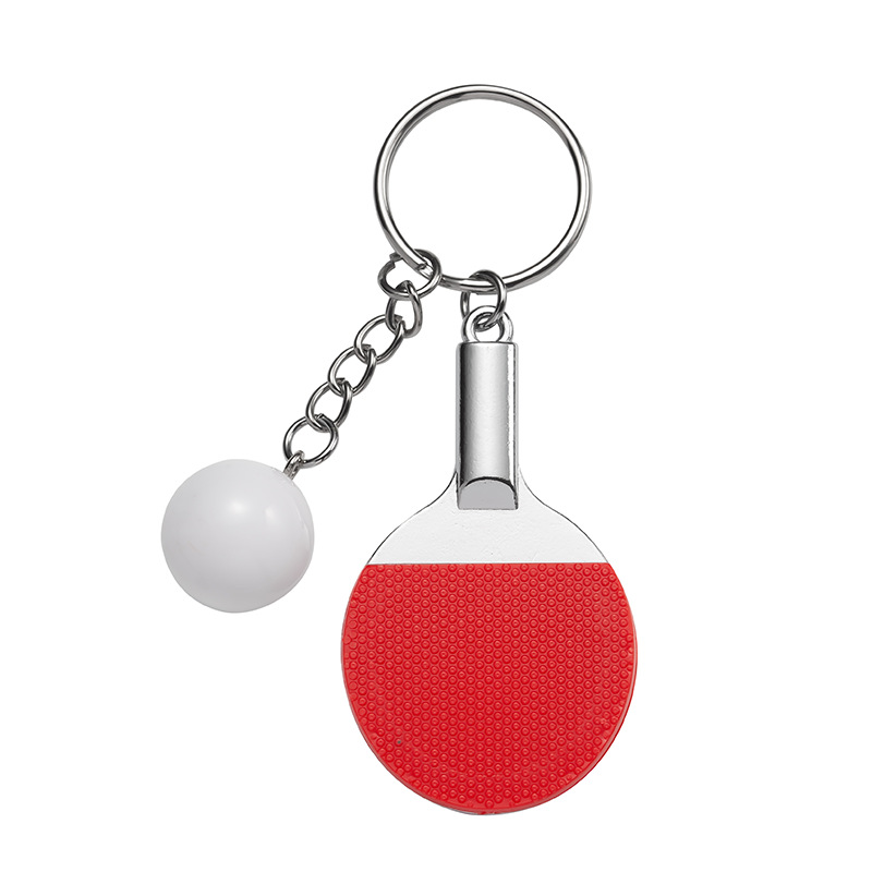 跨境爆款乒乓球钥匙扣挂件仿真迷你乒乓球拍钥匙链批发体育用品