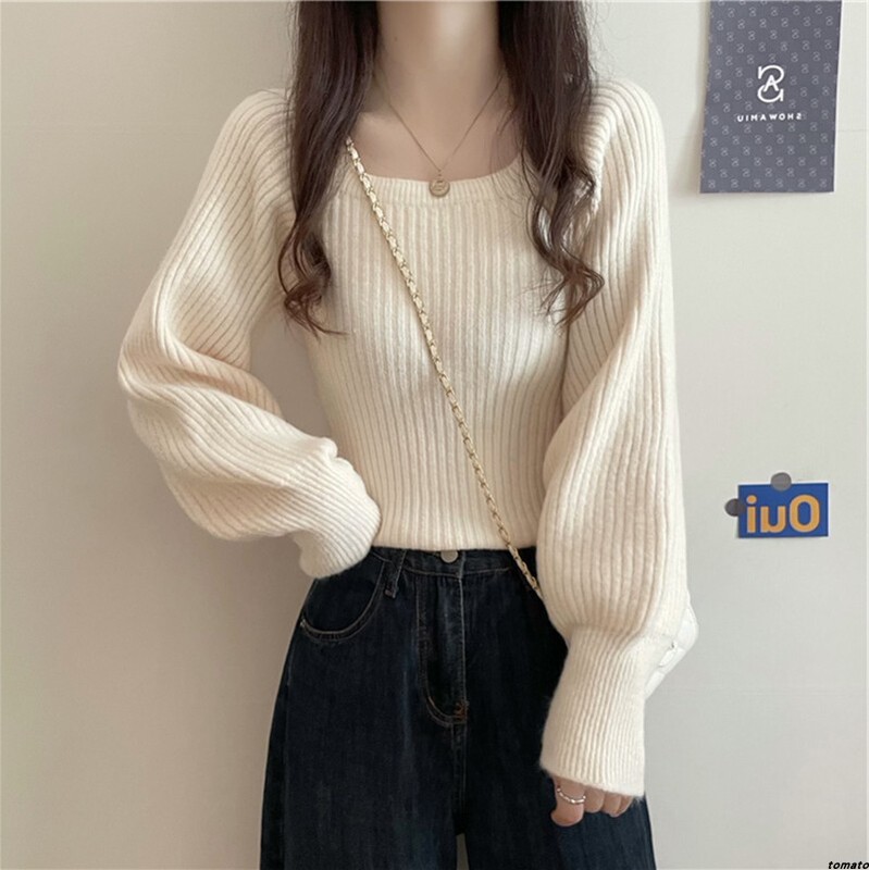 Knitted Base Shirt for Women, Autumn and Winter 2026 New Style, Stylish Low-Neck Long-Sleeve Top, Slim-Fit Pullover Sweater for Winter Knitted Base Shirt for Women, Autumn and Winter 2026 New Style, Stylish Low-Neck Long-Sleeve Top, Slim-Fit Pullover Sweater for Winter