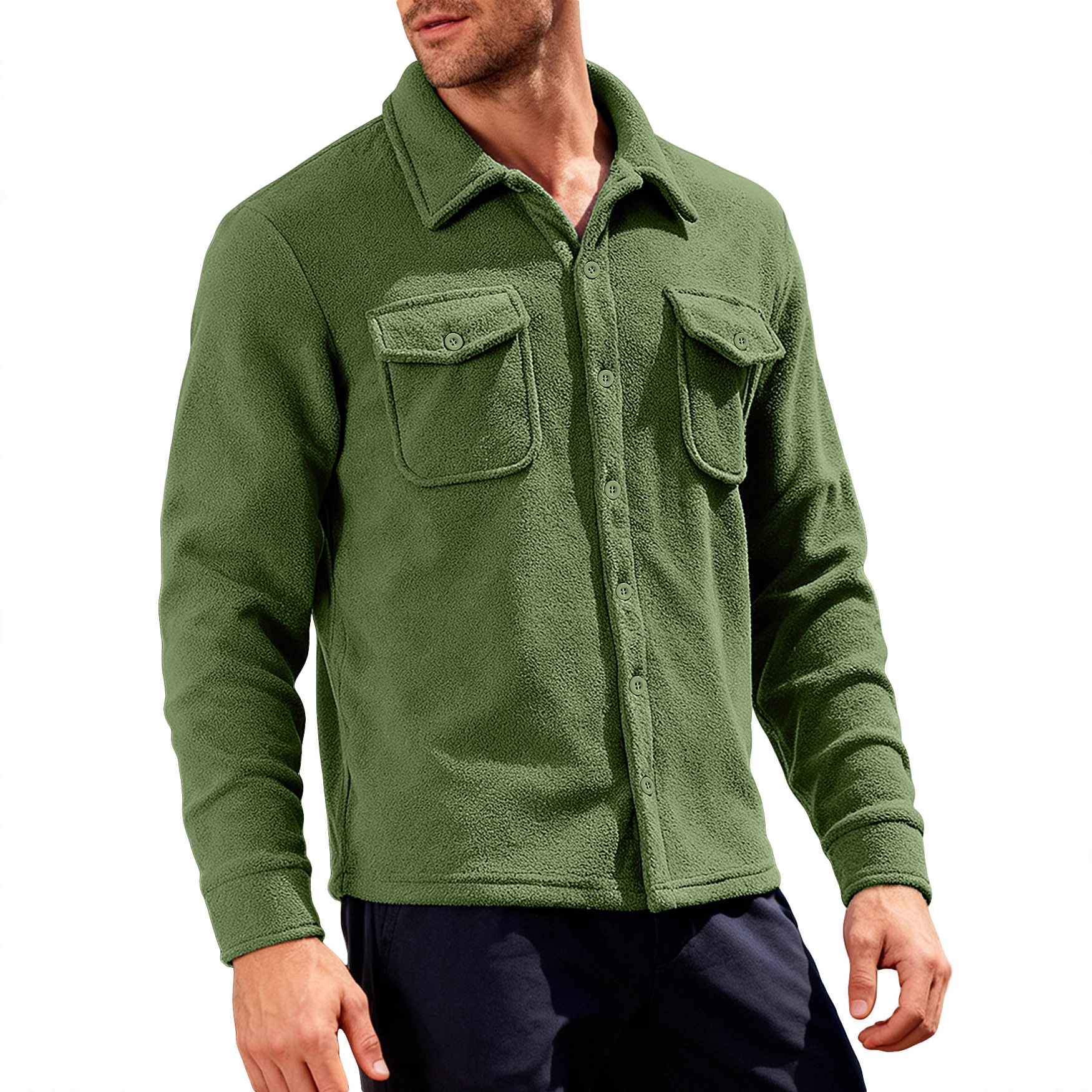 Nuevo estilo europeo y americano transfronterizo pesado para hombres con herramientas de terciopelo al aire libre chaqueta de solapa casual abrigo cálido suelto