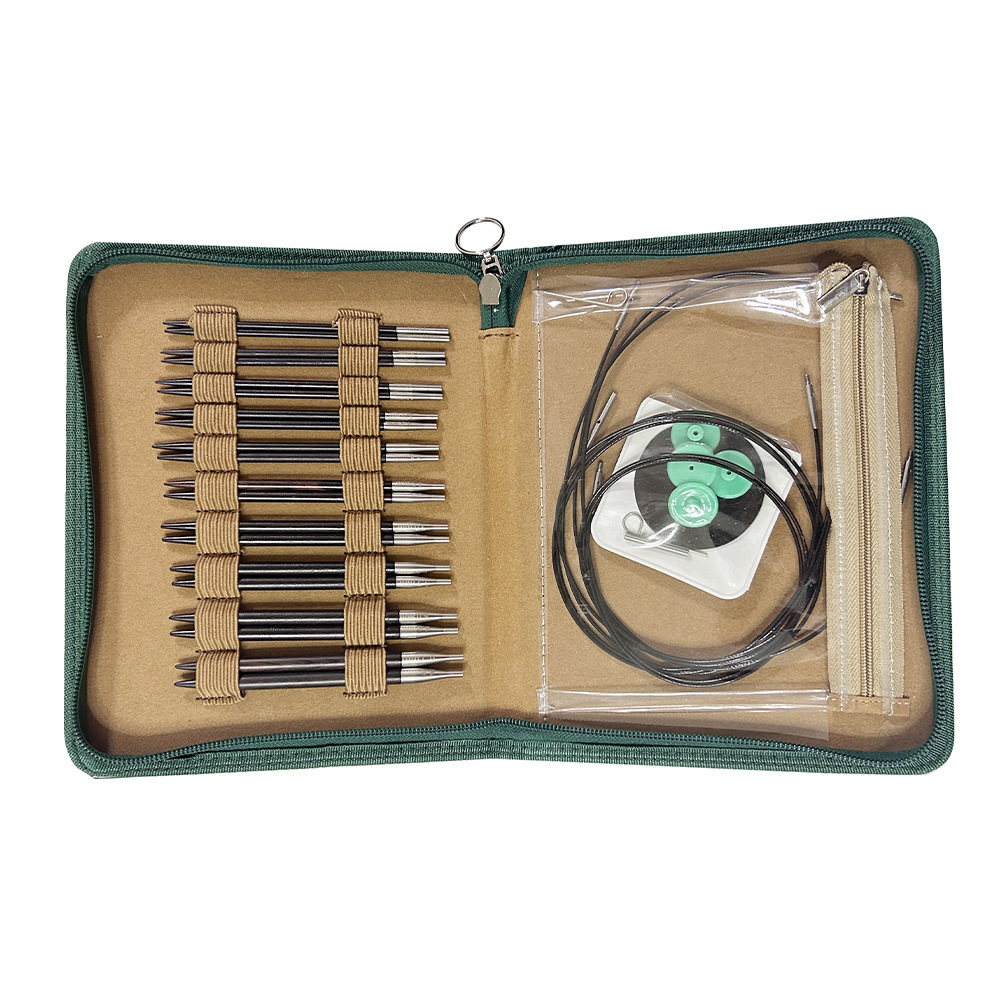 Herramienta de tejido nuevo conjunto de agujas de anillo de desmontaje de ébano, un conjunto de 10 paquetes de 3.0-6.5mmPU