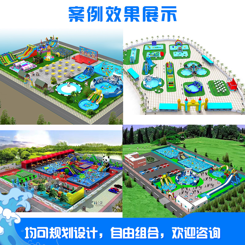 Gran parque acuático infláble fabricante de equipos para niños inflables castillo de agua deslizante soporte móvil piscina