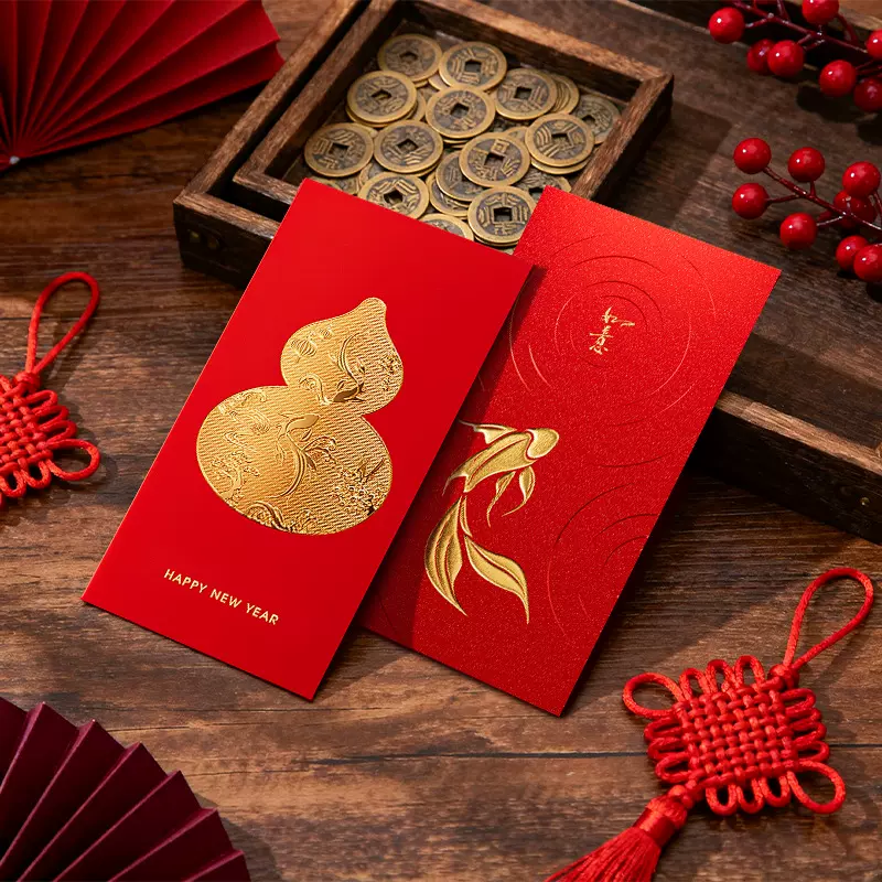 2026浮雕烫金春节红包现货批发锦鲤跃龙门马年新款利是封logo定制