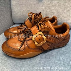 东莞原厂原单m家新款鞋真皮平底运动复古休闲鞋阿甘鞋德训鞋女