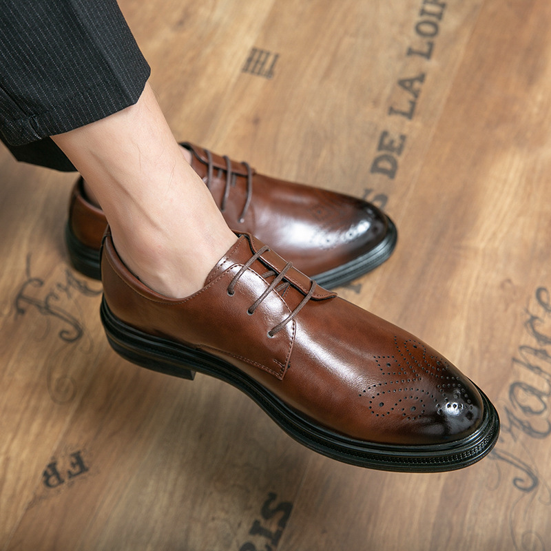 Comercio exterior Gran Inglés Bloc zapatos de hombre primavera y otoño 2024 zapatos de cuero casuales de negocios zapatos de boda de hombre