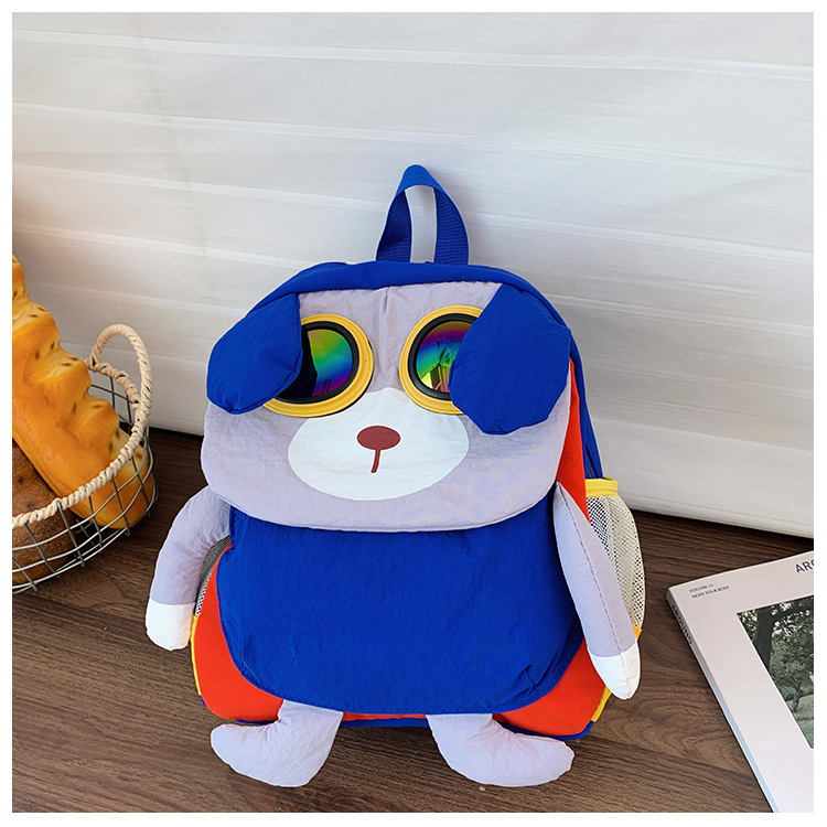 Jardín de infantes mochila infantil de clase pequeña y media, dibujos animados lindos gafas, mochila para perros de gran capacidad, mochila para niños, moda