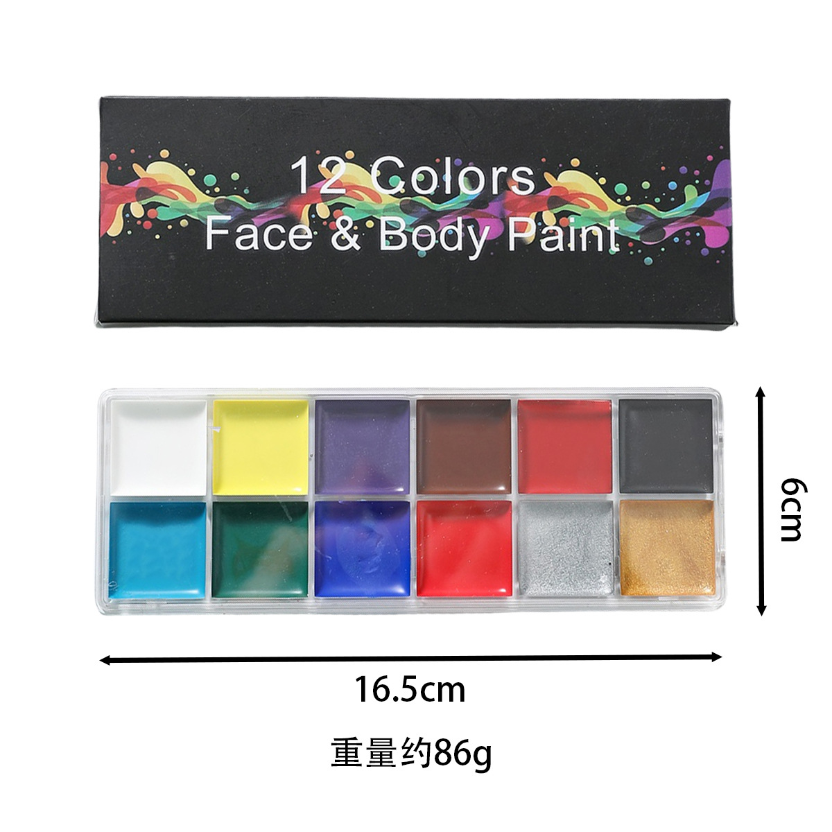 Fabricante directo de comercio exterior 12 colores de pintura al óleo cuerpo humano pintura al óleo cuerpo cara de Navidad espectáculo dramático