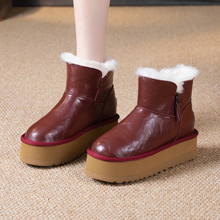 ��ˮ��Ƥѩ��ѥŮ������10cm��ë�¿�ѩ����Ь��ů�ӽq����ѥ��ë