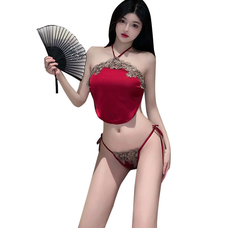 Sexy bellyband lencería sexy de las mujeres pequeño pecho más tamaño corte estilo antiguo uniforme Correa pijamas caliente tentación coqueta traje