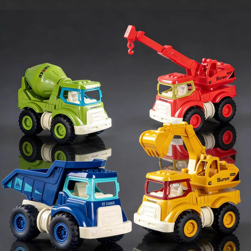 New Model Mini Excavator Toy Car for Boys Aged 1-3, Mixer Truck, Dump Truck, Inertia Engineering Vehicle Toy Wholesale