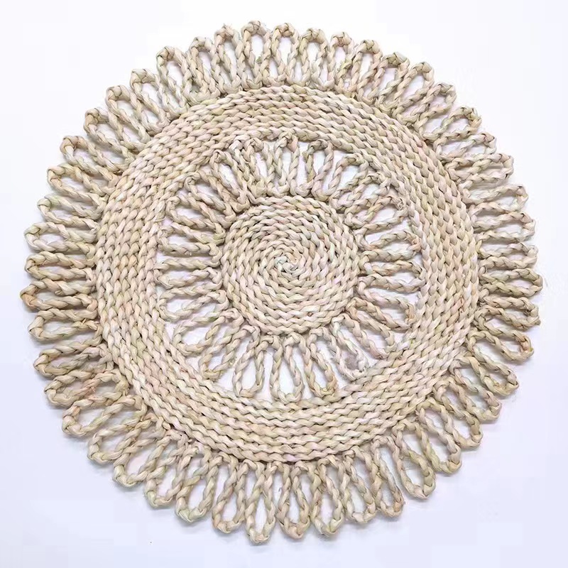 Casas transfronterizas de corteza de maíz natural tejida a mano más almohadilla de mesa de té aislante de calor mortero resistente al calor almohadilla de platos de taza