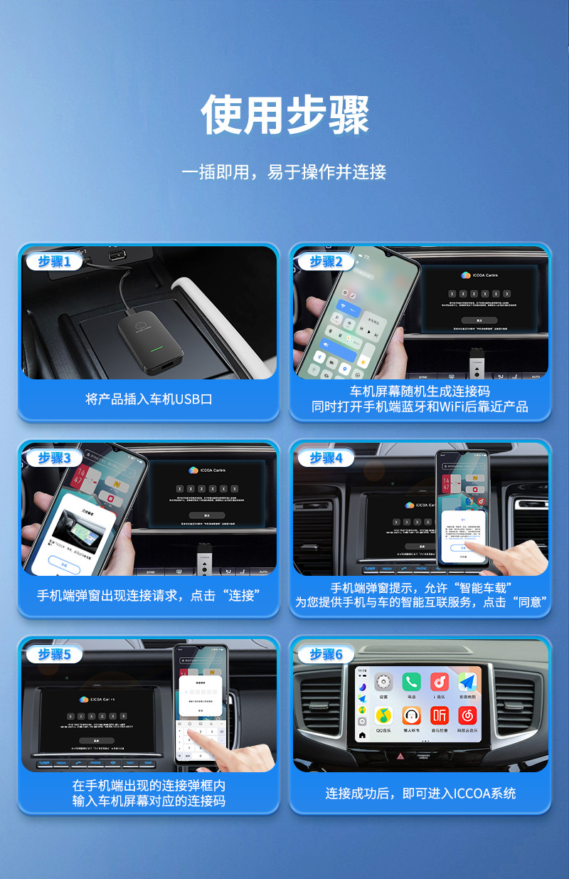 Suitable for Car Connection, Compatible with Carplay to Vivo, Xiaomi, Oppo Wireless Iccoa Box for Mercedes-Benz and Audi