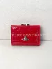 Big red silver label patent leather embossed wallet