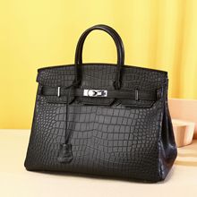 鳄鱼肚纹经典女包高端气质贵妇包铂金包百搭单肩斜跨包女士手提包