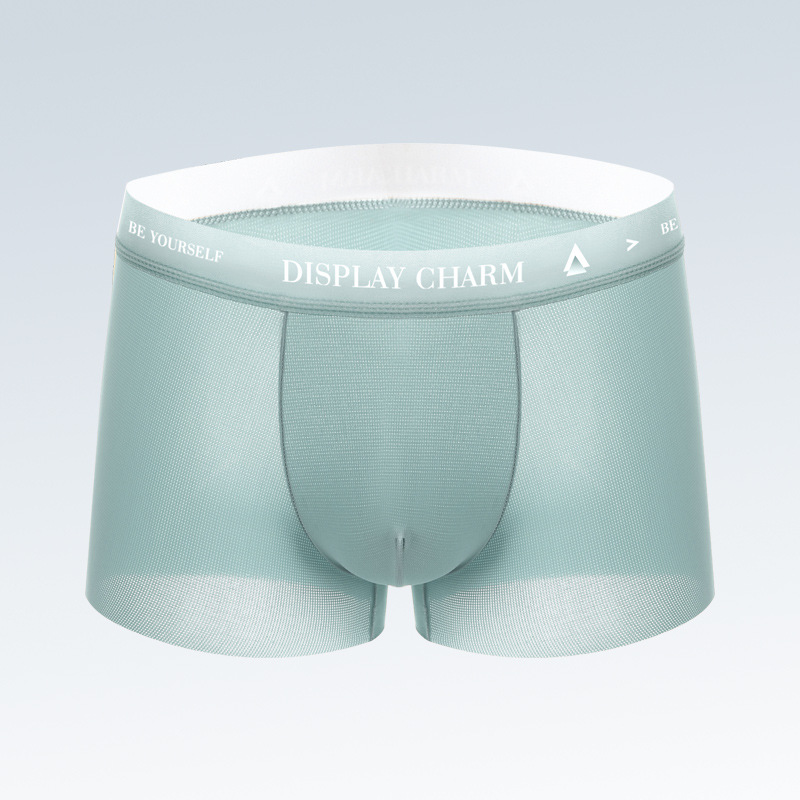 Ropa interior pantalones cortos de cuatro esquinas para hombres transpirables y antibacterianos de verano para hombres pantalones de gran tamaño sin costuras bragas de seda de hielo para hombres