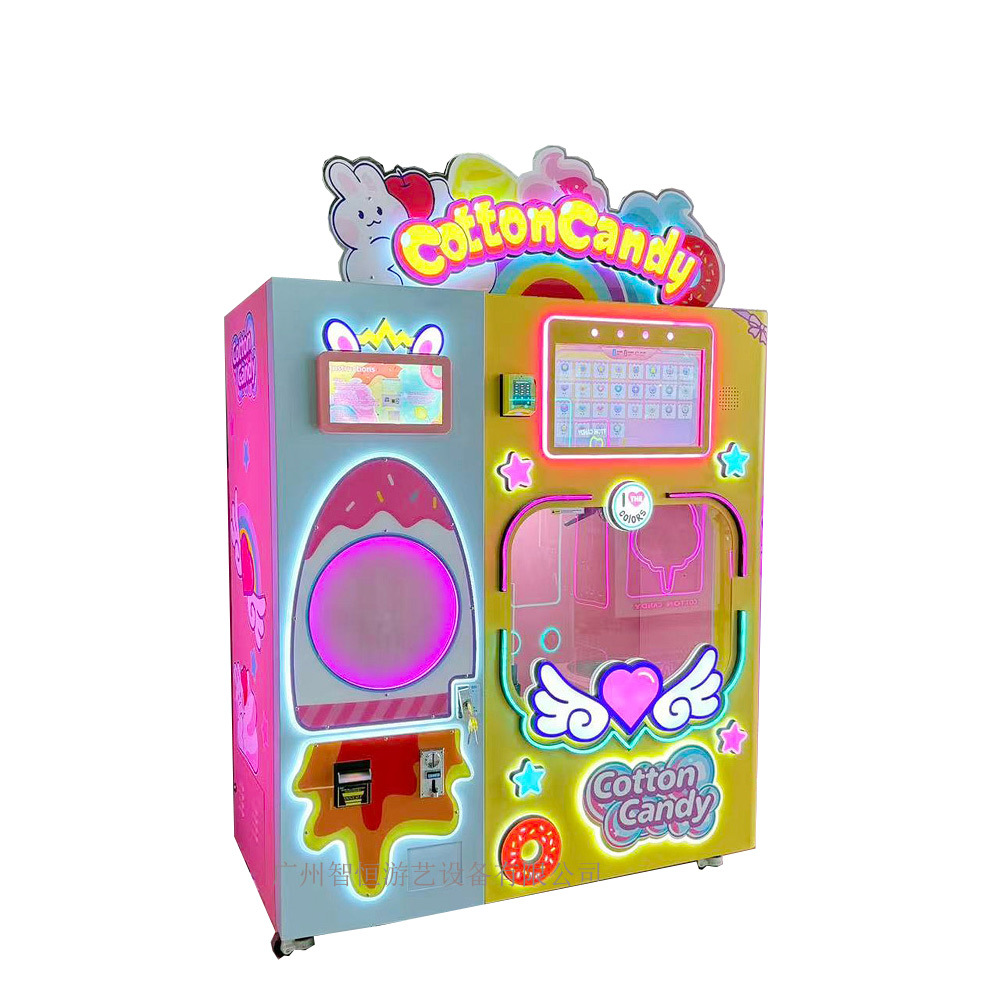 Máquina expendedora automática de algodón de azúcar venta inteligente no gestionada monedas y tarjetas de crédito en efectivo en varios idiomas rusos image 6
