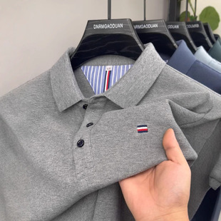 Cross-border men's short-sleeved T-shirt in summer high-quality lapel heavy casual embroidered half-sleeved Polo shirt top
