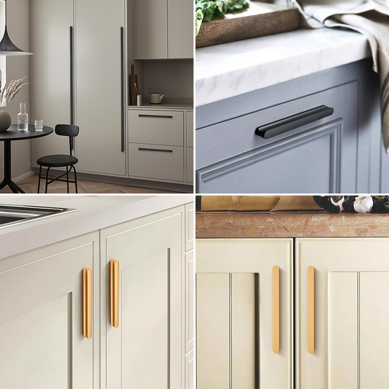 Puerta del Gabinete largo negro moderno simple de alta gama armario cajón gabinete ropa puerta manija de oro