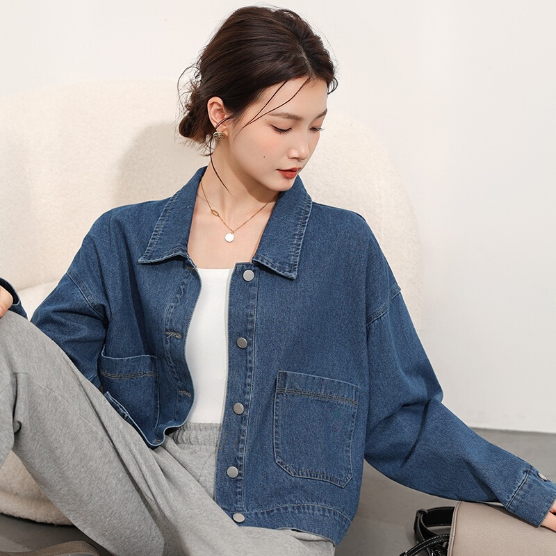 Real Shot # Short Soft Denim Jacket for Women 2025 Autumn New American Retro Loose Casual Jacket Top Cotton Real Shot # Short Soft Denim Jacket for Women 2025 Autumn New American Retro Loose Casual Jacket Top Cotton