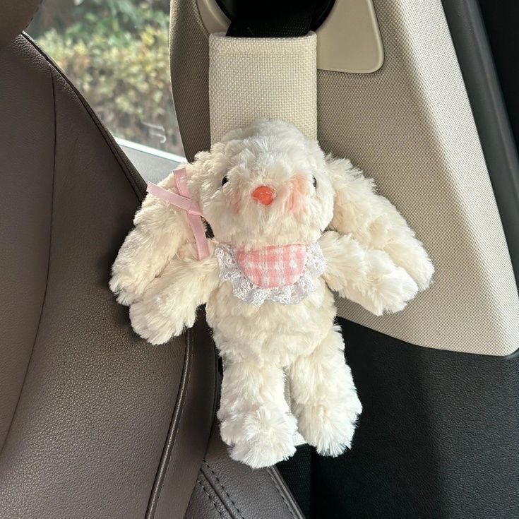 Ins Girl's Heart Powder Rabbit Car Safety Belt Shoulder Cover Anti-Taille Neck Belt Plush Doll Premium New Car Gift for Women