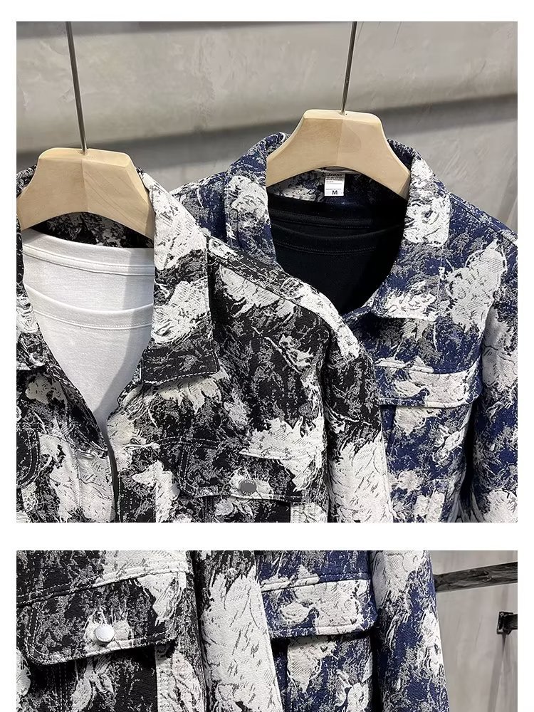 Men's clothing Autumn denim jacket with print personality casual jacket Hong Kong style handsome all match top autumn new jacket_voghion.com