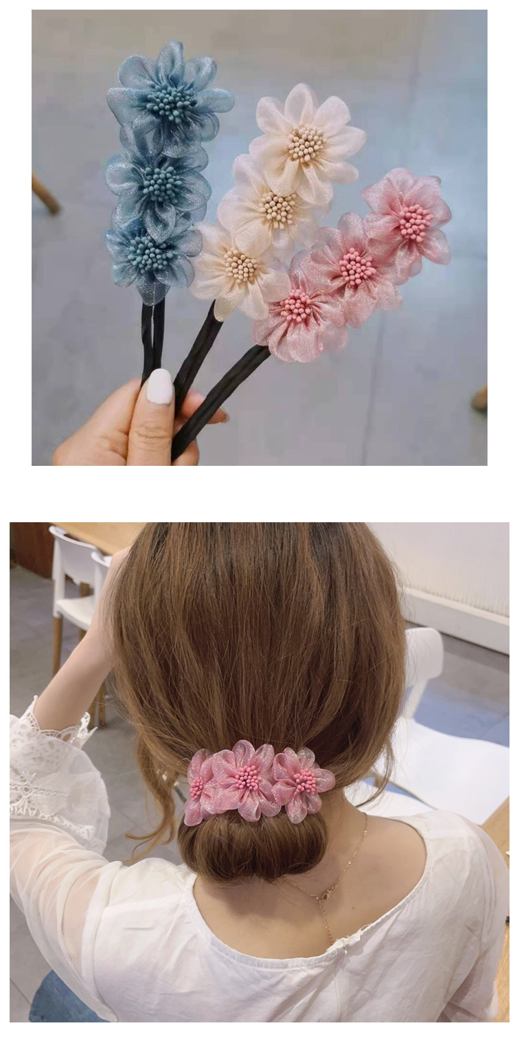 Korean Blue Flower Cloth Hair Rope Wholesale display picture 3