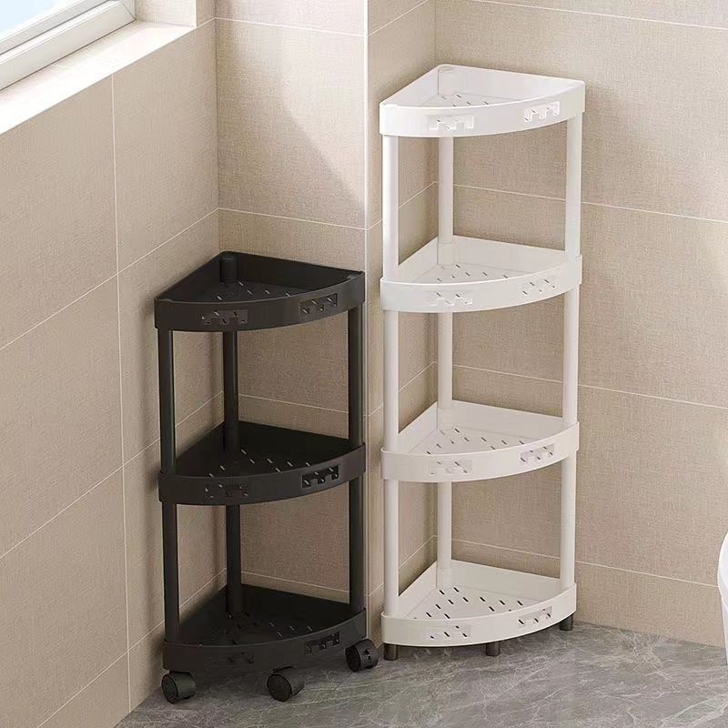 Toilet Corner Wall-Mounted Triangular Corner Bathroom Storage Rack, Corner Floor-Standing Storage Shelf, Multi-Layer Bathroom Shower Room Organizer