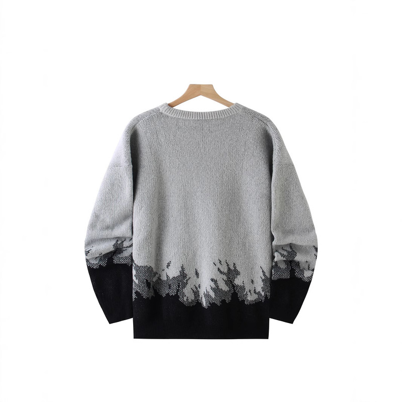Flame knitted sweater, men's casual warm slightly elastic round neck pullover sweater men's autumn and winter Flame knitted sweater, men's casual warm slightly elastic round neck pullover sweater men's autumn and winter
