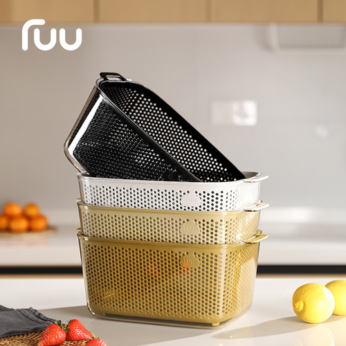 2024 New Vegetable Basin Drainage Basket Household Washing Fruit Plate Light Luxury Filter Water Washing Rice Sieve Kitchen Rice Basin