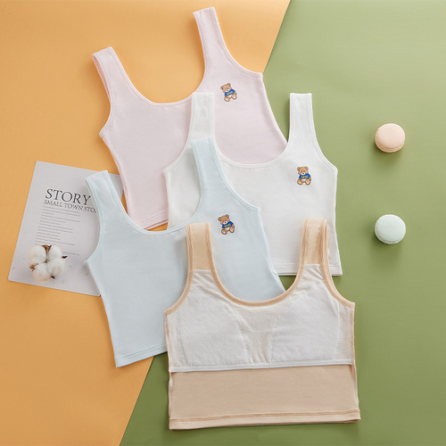 Girls' development period underwear, small vest, mid-length 10 primary school students and girls, inner wear, first level 12, pure cotton, anti-bulge
