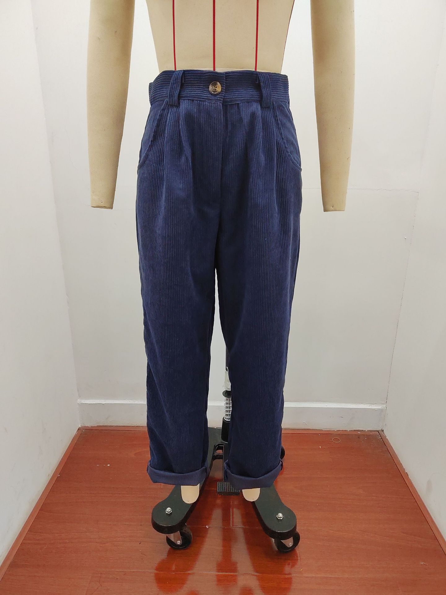 Women's Clothing Women's High Waist Casual Pants Autumn Solid Color Corduroy Loose Straight Pants Style For Formal & Casual For Women_ecoleips.com