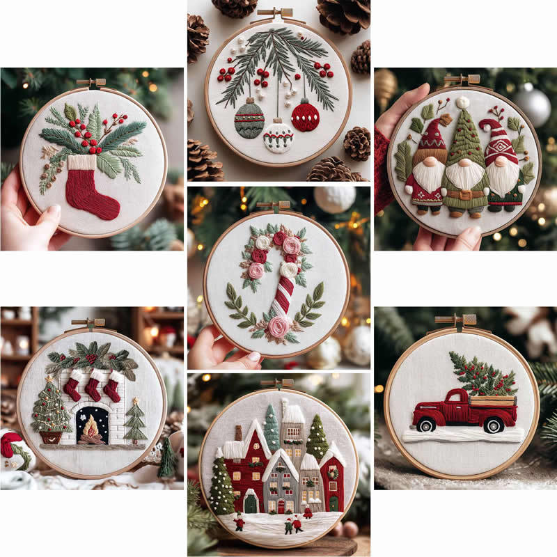 Christmas embroidery十字绣刺绣diy材料包套件跨境圣诞图案厂家