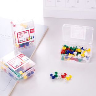 Deli 0021 Color Thumbtacks Large Head Pushpins Study Stationery Office Supplies 35 Pieces/Box Wholesale