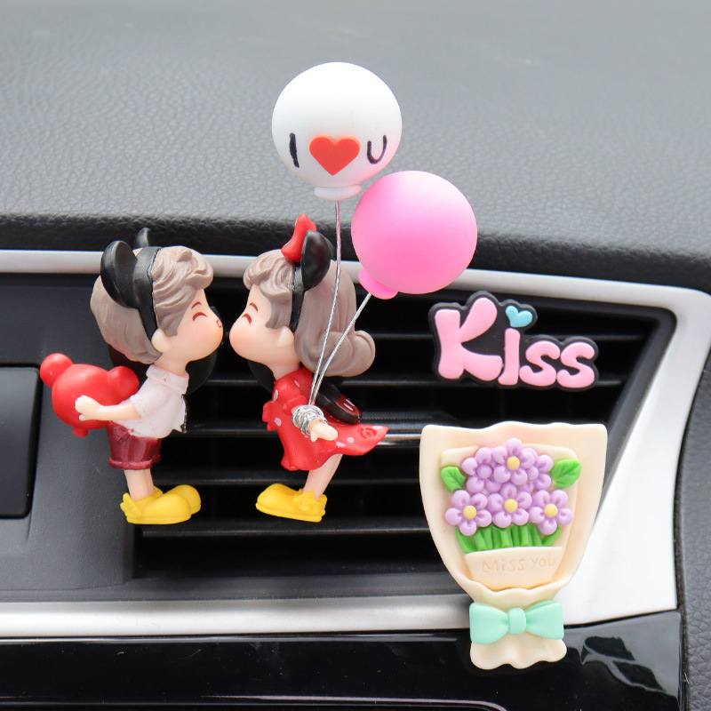 미키 커플 풍선 + 보라색 다섯 꽃잎 꽃 + 케스