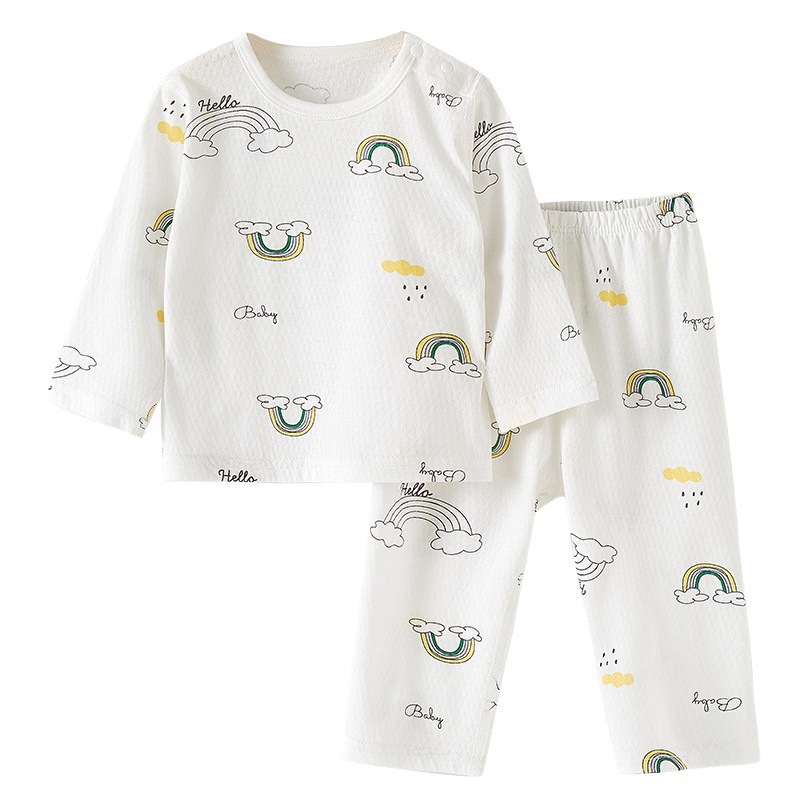 Traje de bebé de verano para niños y niñas de manga larga de dos piezas de aire acondicionado para niños ropa de bebé