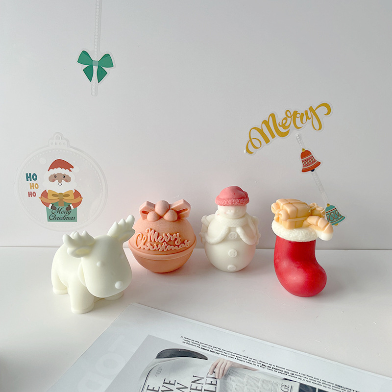 Nueva SERIE DE Navidad vela molde de silicona DIY Navidad aromaterapia atmósfera decoración hecha a mano jabón molde de yeso