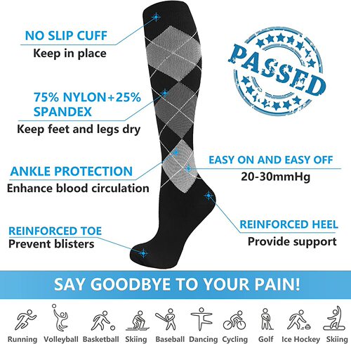 Compression socks for men and women, outdoor cycling compression socks, elastic socks, sports socks, mid-calf socks, compression socks