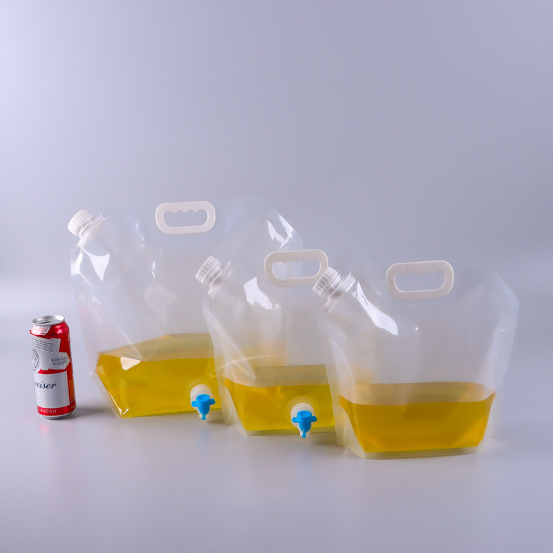 Bolsas de cerveza plegables prefabricadas, bolsas transparentes con boquilla para envasado de cerveza, bolsas de cerveza para llevar, bolsas portátiles con válvula para almacenamiento de agua