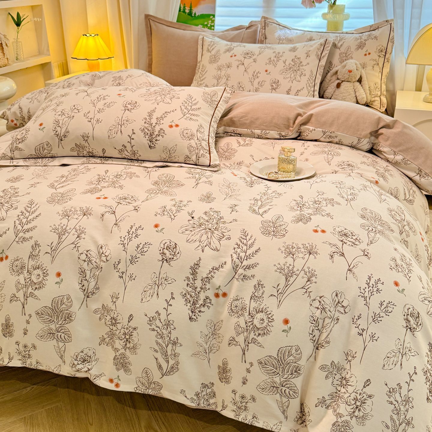 Otoño y invierno algodón grueso abrasión ropa de cama de tres piezas cubierta de cama de algodón completo invierno ropa de cama cálida