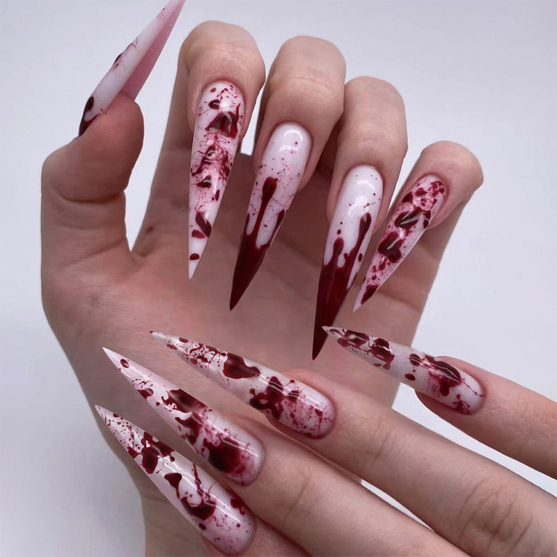 Le Fan European and American Cross-Border Halloween Press-On Nails, French Style Long Pointed Nail Tips Le Fan European and American Cross-Border Halloween Press-On Nails, French Style Long Pointed Nail Tips