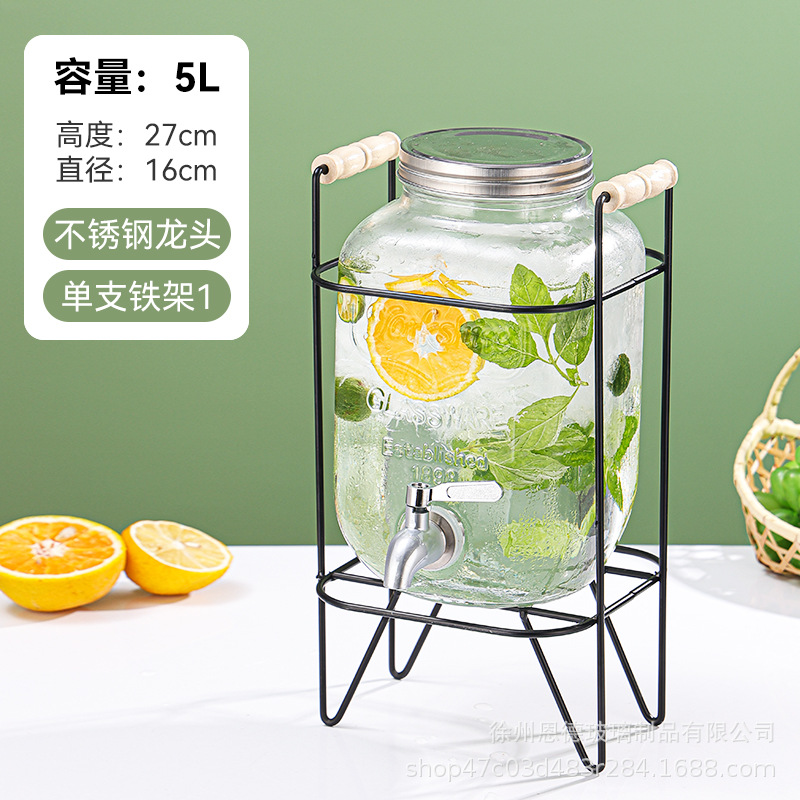 Barril de vidrio grueso barril de cola transparente con grifo sellado barril de frutas taza hervidor certificación de grado alimenticio image 32