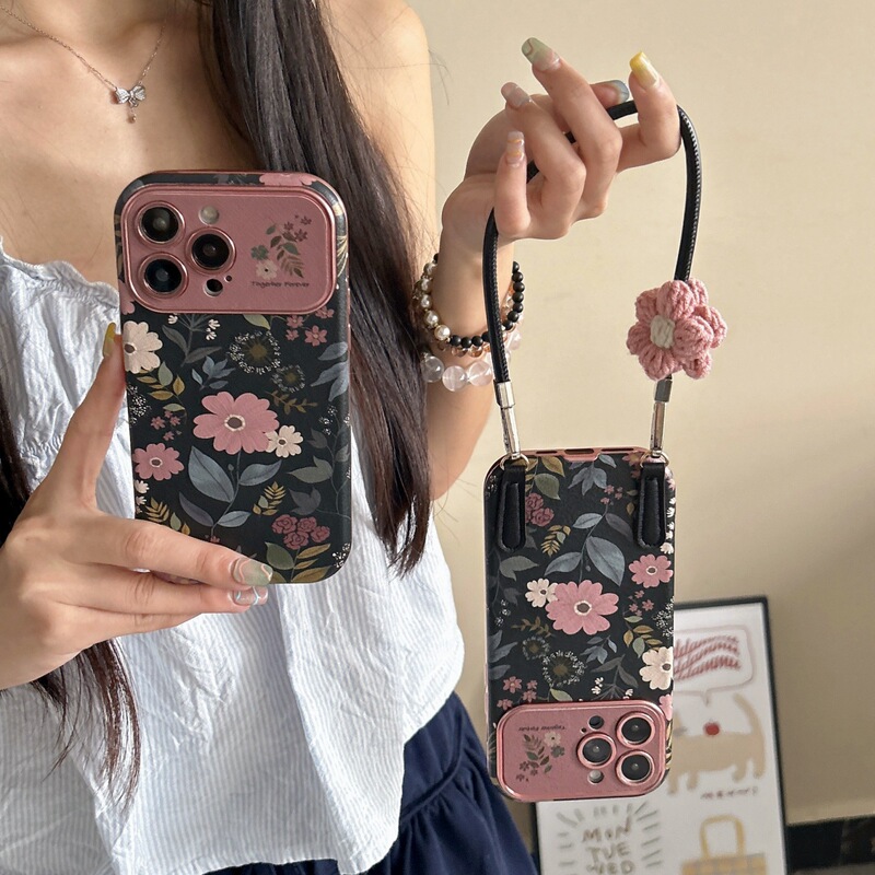 Retro Pink Daisy Suitable for Iphone17Promax Protective Cover Apple 16Pro Mobile Phone Case 15/14 Simple