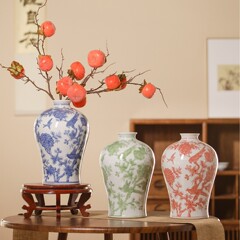 新しい中国風の青と白の磁器花瓶、古典的な高級セラミック花瓶、リビングルームの棚、テレビキャビネット、フラワーアレンジメントの装飾品