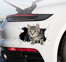 创意个性立体小猫汽车贴纸 可爱搞怪猫咪遮挡车身车尾划痕刮痕电