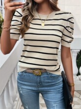 D 71523 Short puff sleeve knit top ��������������֯����