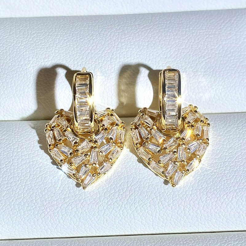 8g Weight Copper Ear Needle Material Zircon Inlay Material Earrings Classification Holiday, Daily Occasion Copper Material Heart Shape Pattern All Seasons Season Women's Gender Casual, Elegant Style Heart Shape Copper Casual Elegant Earrings 3